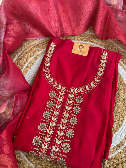 Unstitched hot pink suit set