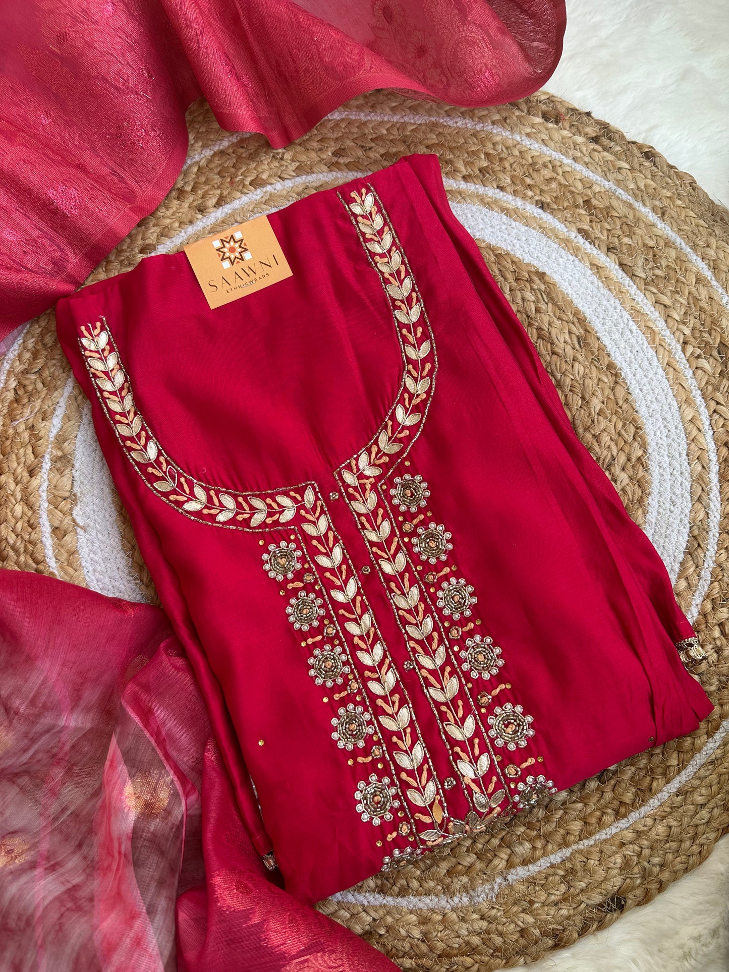 Unstitched hot pink suit set