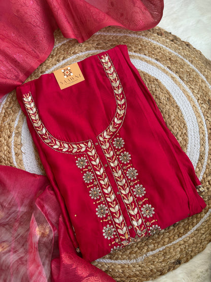 Unstitched hot pink suit set