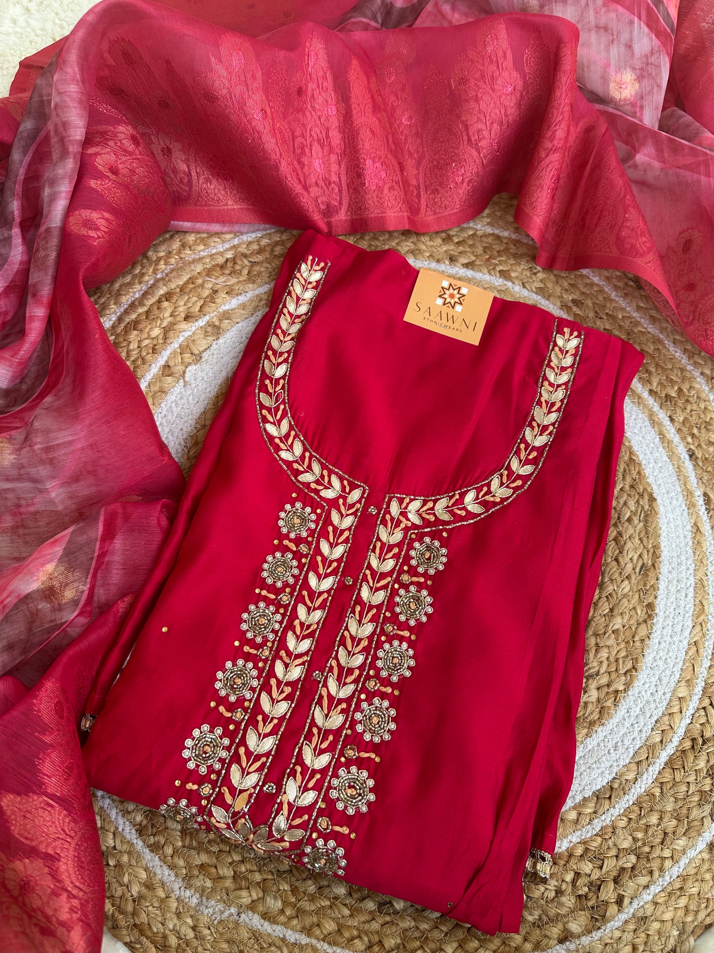 Unstitched hot pink suit set