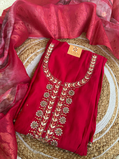 Unstitched hot pink suit set