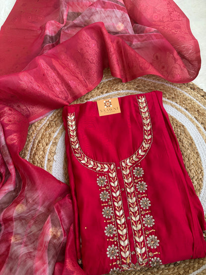 Unstitched hot pink suit set