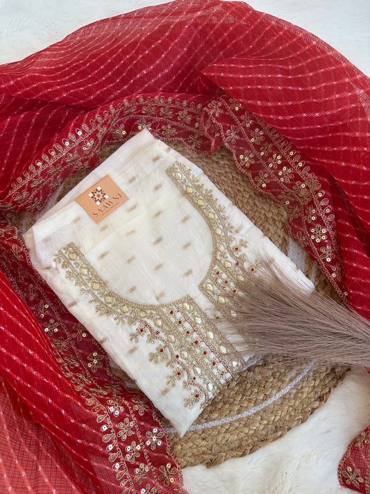 Unstitched chanderi suit set