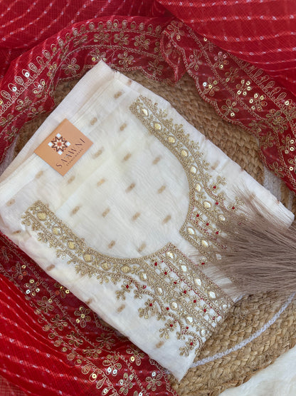 Unstitched chanderi suit set