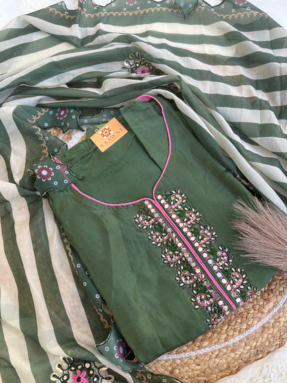 Unstitched green designer suit set