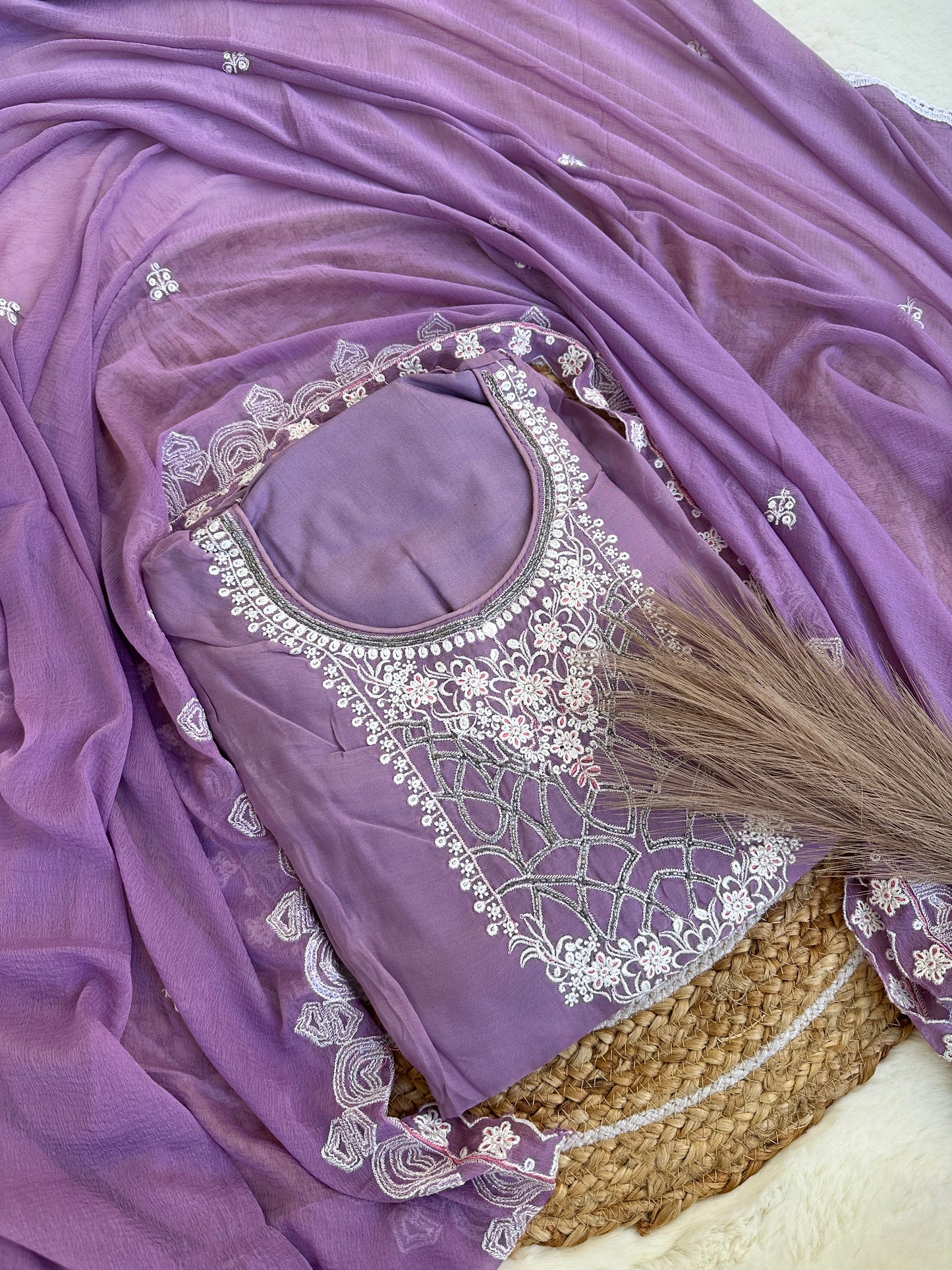 Unstitched purple suit set